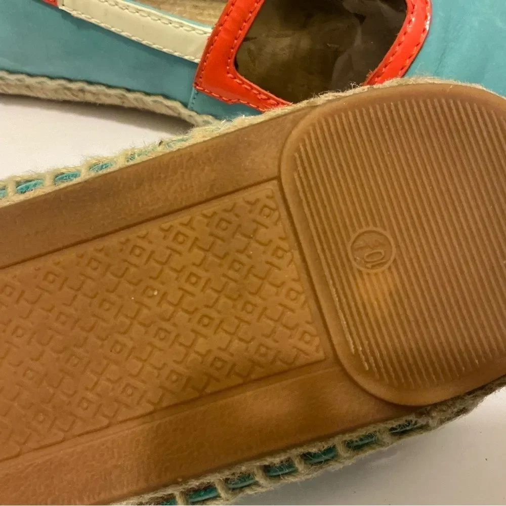 Rare Tory Burch 🏖 Sunny Sunglasses Espadrille Flats, Light Blue, Size 10
